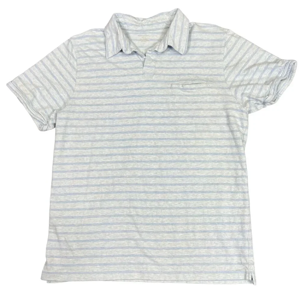 Banana Republic Mens Polo T Shirt Top Striped Short Sleeve Collared Blue XL